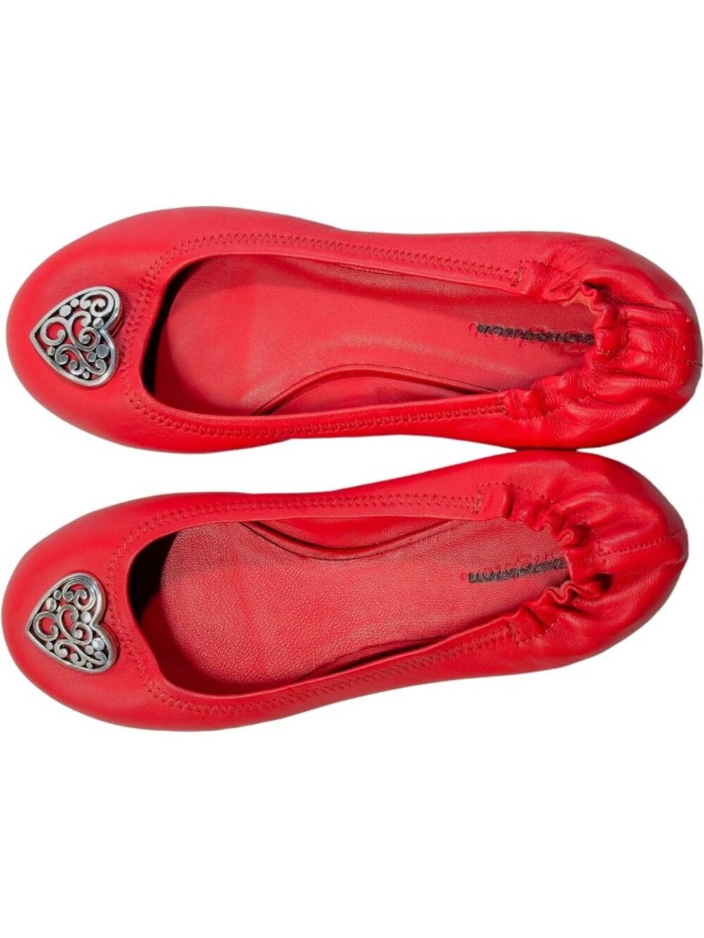 Brighton Red Ballet Flats Women’s 9.5 B Leather Slip On Shoes - NEW